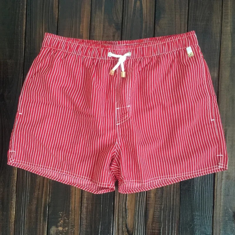 "Pantaloncini marini a righe da uomo, eleganti e comodi, design estivo, stile marittimo, vita elasticizzata con coulisse."
