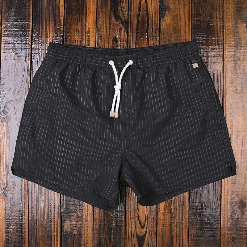 "Pantaloncini marini a righe da uomo, eleganti e comodi, design estivo, stile marittimo, vita elasticizzata con coulisse."