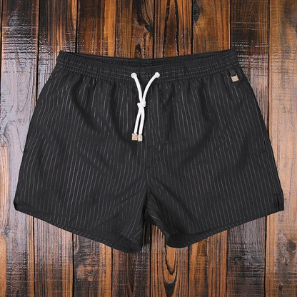 "Pantaloncini marini a righe da uomo, eleganti e comodi, design estivo, stile marittimo, vita elasticizzata con coulisse."