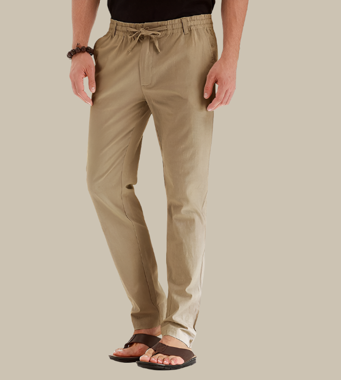 "Pantaloni casual estivi da uomo in cotone misto, vita elastica e tasche laterali, perfetti per un look fresco e confortevole