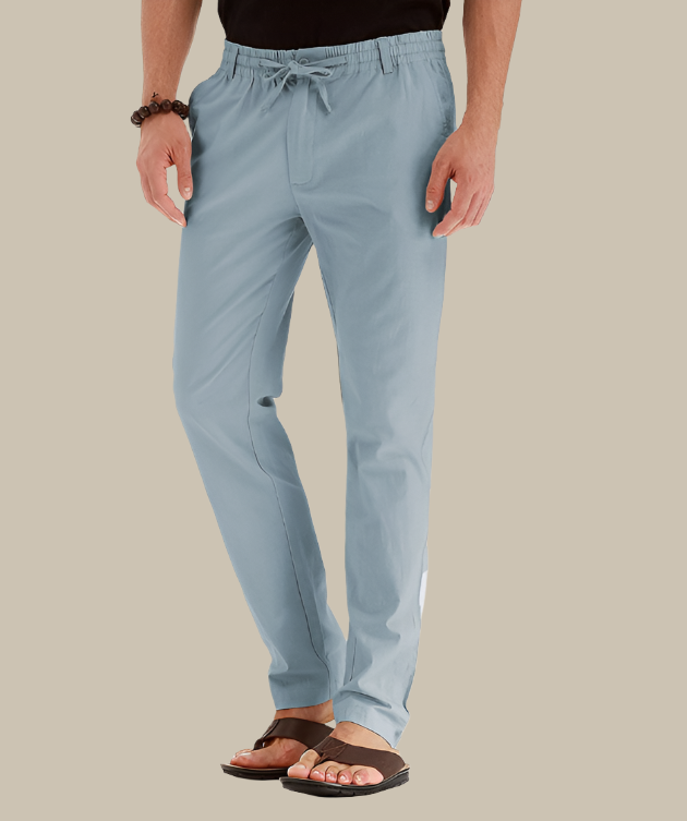 "Pantaloni casual estivi da uomo in cotone misto, vita elastica e tasche laterali, perfetti per un look fresco e confortevole
