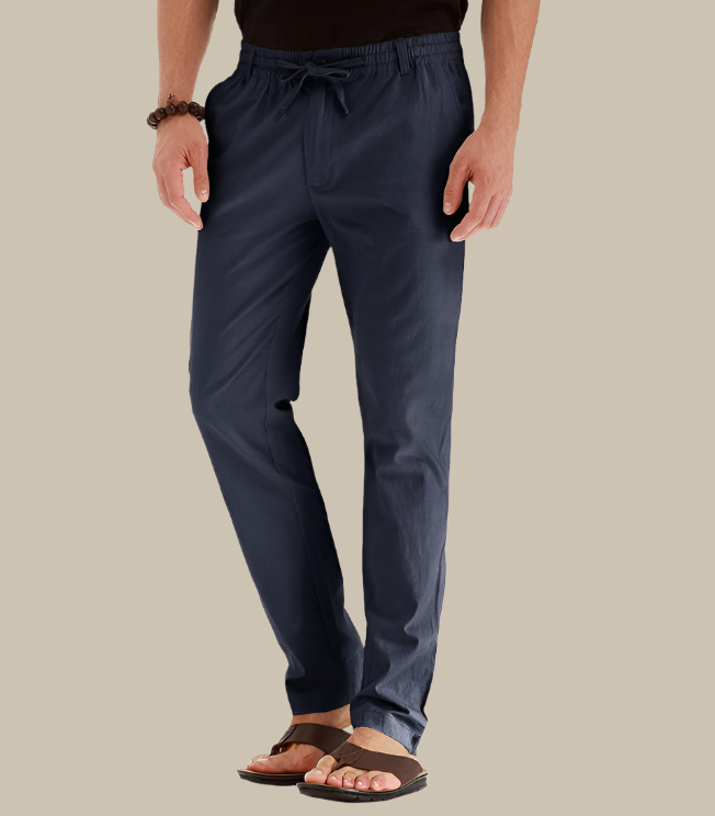 "Pantaloni casual estivi da uomo in cotone misto, vita elastica e tasche laterali, perfetti per un look fresco e confortevole