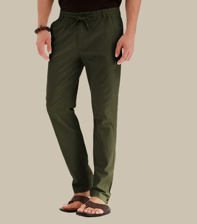 "Pantaloni casual estivi da uomo in cotone misto, vita elastica e tasche laterali, perfetti per un look fresco e confortevole