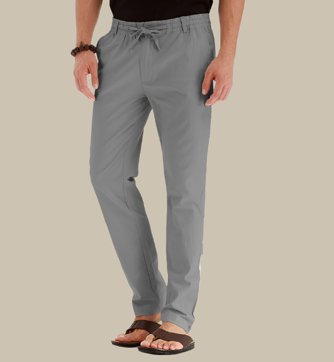 "Pantaloni casual estivi da uomo in cotone misto, vita elastica e tasche laterali, perfetti per un look fresco e confortevole