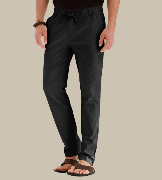 "Pantaloni casual estivi da uomo in cotone misto, vita elastica e tasche laterali, perfetti per un look fresco e confortevole