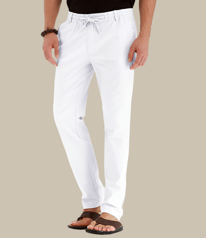 "Pantaloni casual estivi da uomo in cotone misto, vita elastica e tasche laterali, perfetti per un look fresco e confortevole