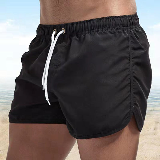 "Pantaloni da bagno uomo, asciugatura rapida, vivaci colori arancione, blu, verdi; elastico in vita, cordino regolabile"