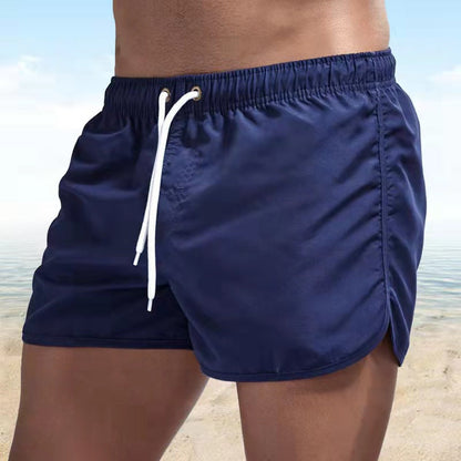 "Pantaloni da bagno uomo, asciugatura rapida, vivaci colori arancione, blu, verdi; elastico in vita, cordino regolabile"