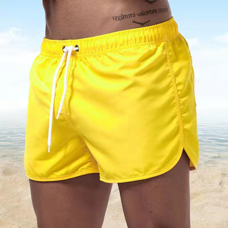 "Pantaloni da bagno uomo, asciugatura rapida, vivaci colori arancione, blu, verdi; elastico in vita, cordino regolabile"