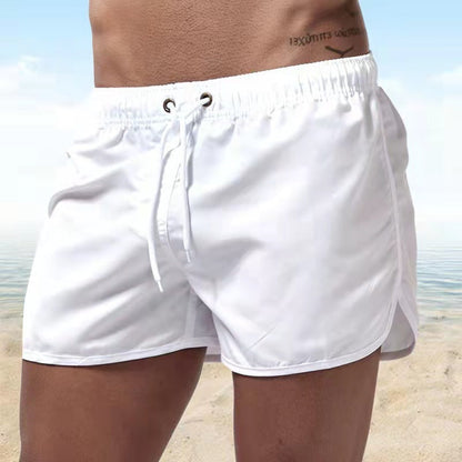"Pantaloni da bagno uomo, asciugatura rapida, vivaci colori arancione, blu, verdi; elastico in vita, cordino regolabile"