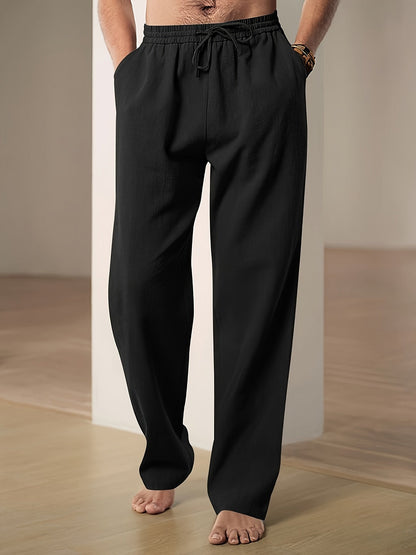 "Pantaloni lino uomo beige con coulisse, vestibilità comoda, ideali per look casual ed eleganti"