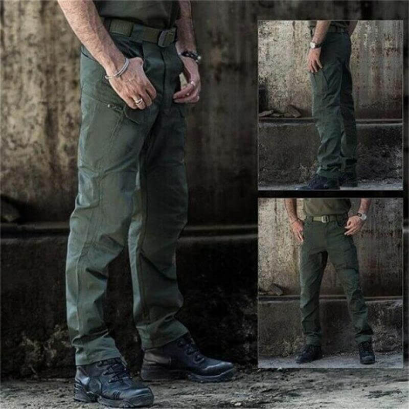 "Pantaloni tattici impermeabili da uomo, tessuto resistente, stile robusto, con tasche multiple e elastico in vita per comfor
