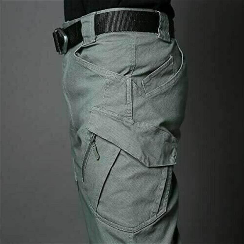 "Pantaloni tattici impermeabili da uomo, tessuto resistente, stile robusto, con tasche multiple e elastico in vita per comfor