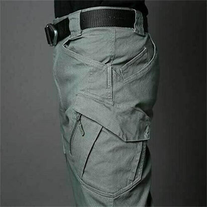 "Pantaloni tattici impermeabili da uomo, tessuto resistente, stile robusto, con tasche multiple e elastico in vita per comfor