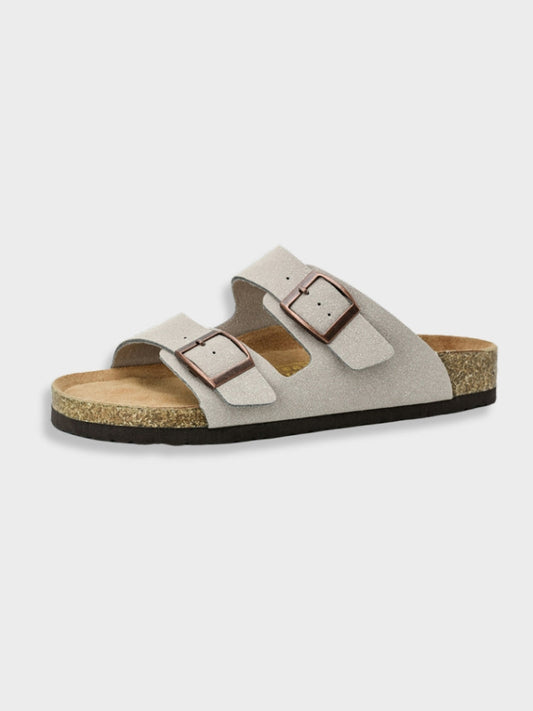 "Pantofole Estive Arizona uomo, doppio cinturino nero, comfort e stile, plantare ergonomico, eleganti per ogni occasione."