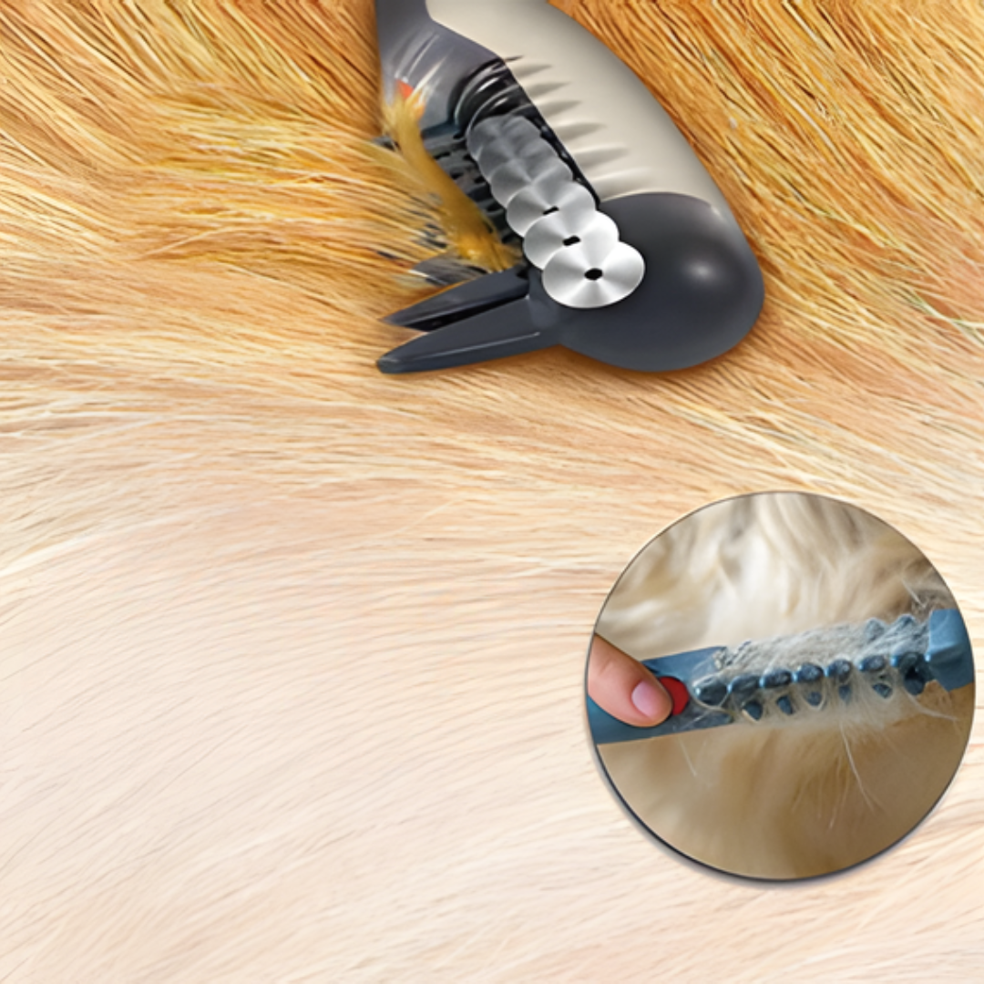 Ergonomic pet fur trimmer with safe, gentle blades for effective dog grooming. Ideal for healthy coat care & detangling.