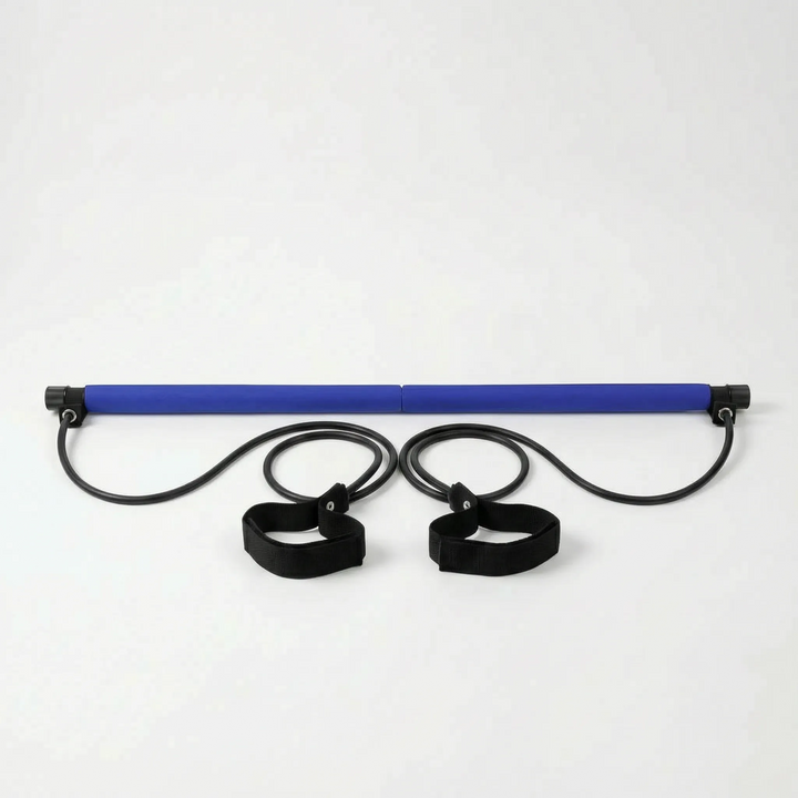 Unisex Pilates workout stick bar with integrated resistance bands for versatile fitness and core training.