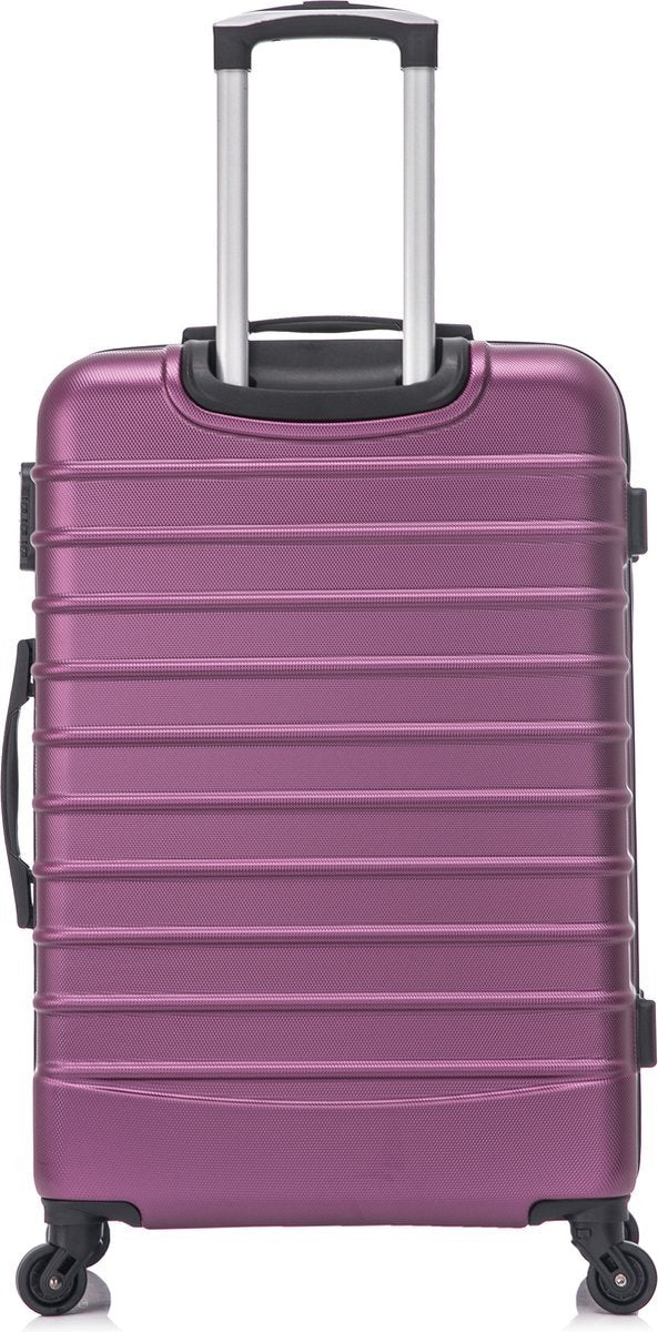 Stylish 2-piece pink hardshell luggage set for seamless travel; robust & lightweight spinner suitcases.