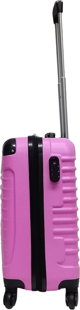 Stylish pink 2-piece hardshell travel luggage set; smooth spinner wheels, robust design.