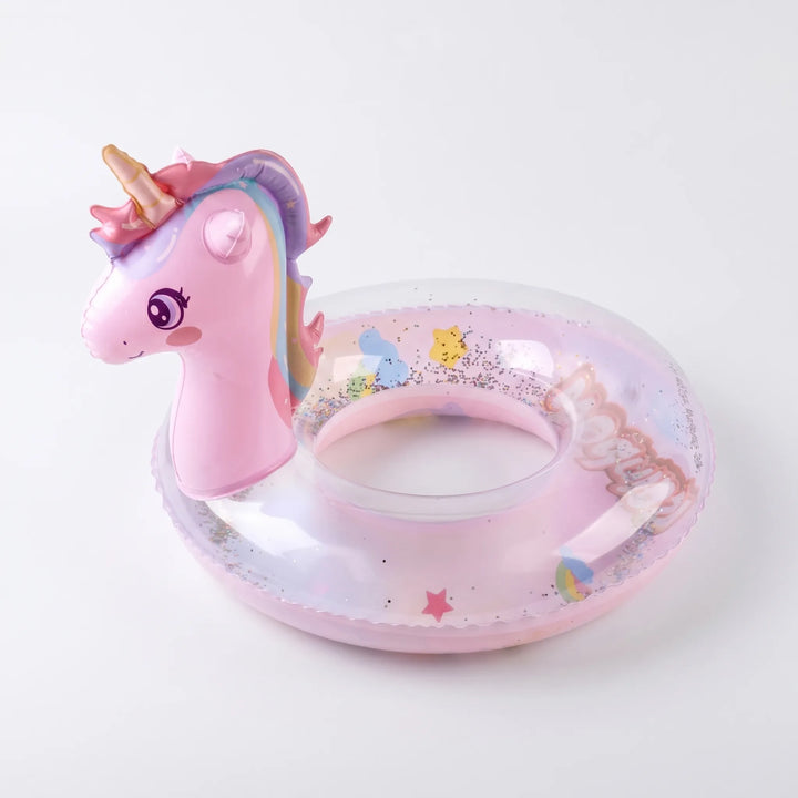 Unisex inflatable unicorn pool float for endless summer fun. Perfect water toy & beach accessory.