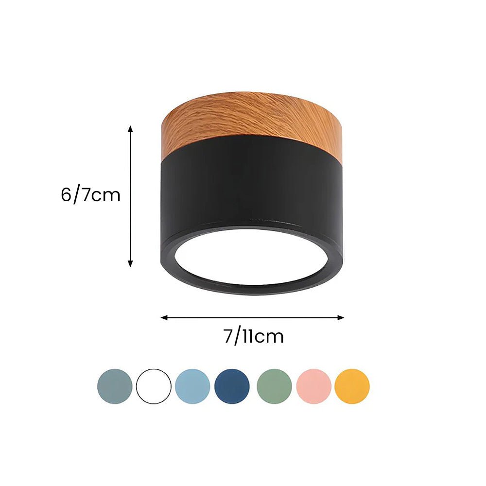 "Plafoniera cilindrica LED moderna per interni, struttura in alluminio, finitura elegante, luce uniforme, disponibile in vari