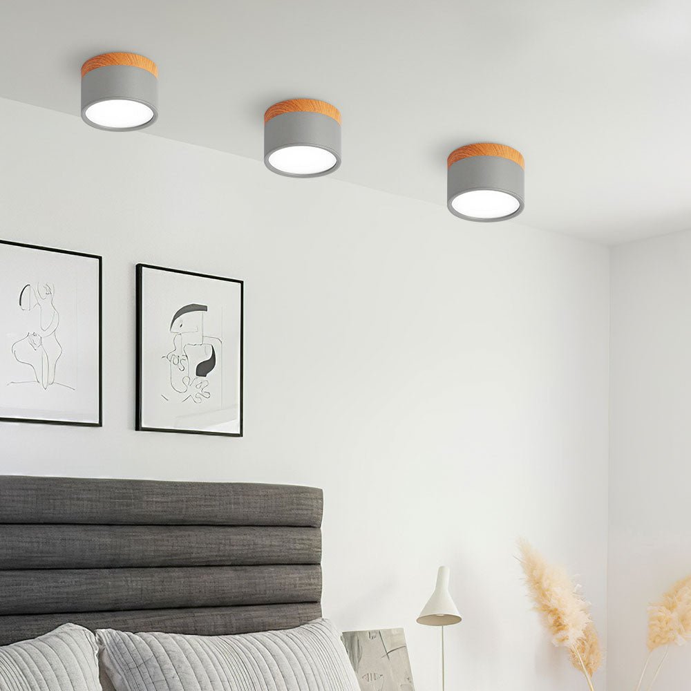 "Plafoniera cilindrica LED moderna per interni, struttura in alluminio, finitura elegante, luce uniforme, disponibile in vari