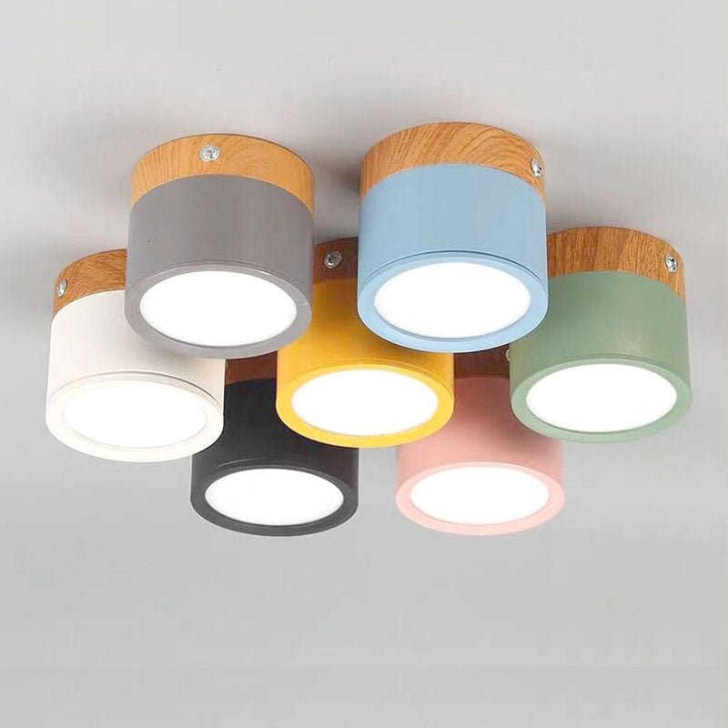 "Plafoniera cilindrica LED moderna per interni, struttura in alluminio, finitura elegante, luce uniforme, disponibile in vari