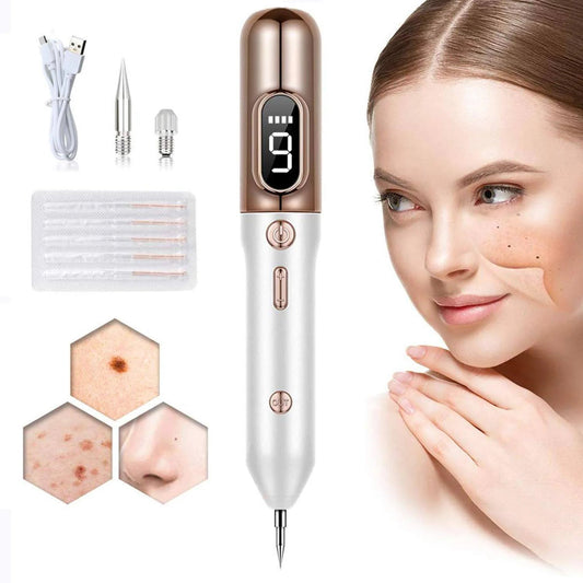 "Plasma Pen bianco per rimozione etichette cutanee e verruche, design elegante, 9 livelli intensità, trattamento pelle effica