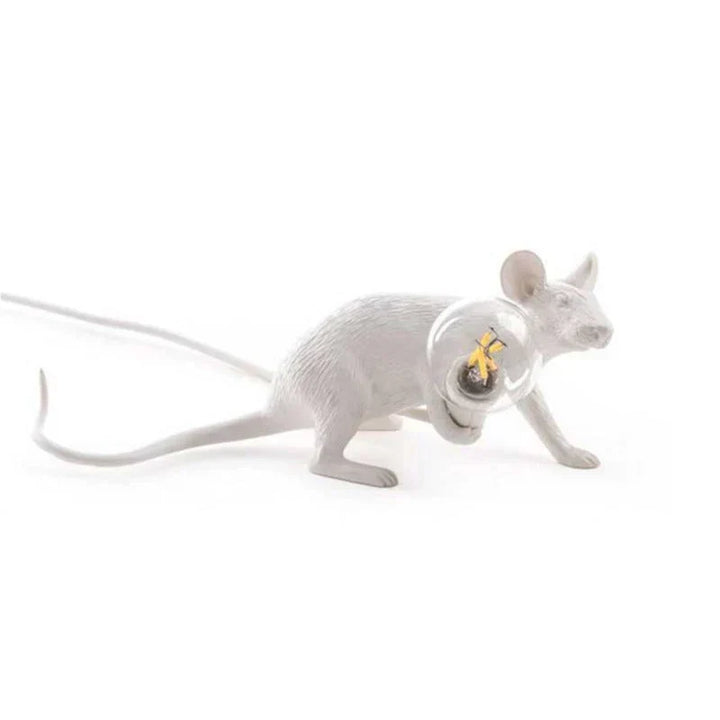 Modern playful mouse LED table lamp, a charming decorative light for kids' rooms.