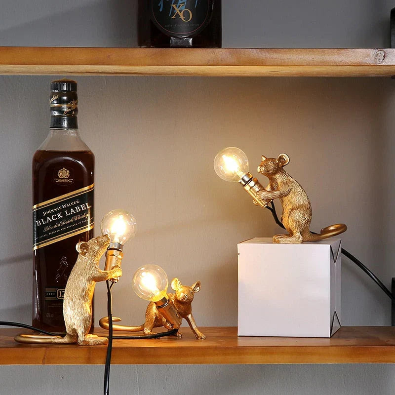 Whimsical LED mouse lamp, ideal for kids' room decor or as a playful novelty table light.