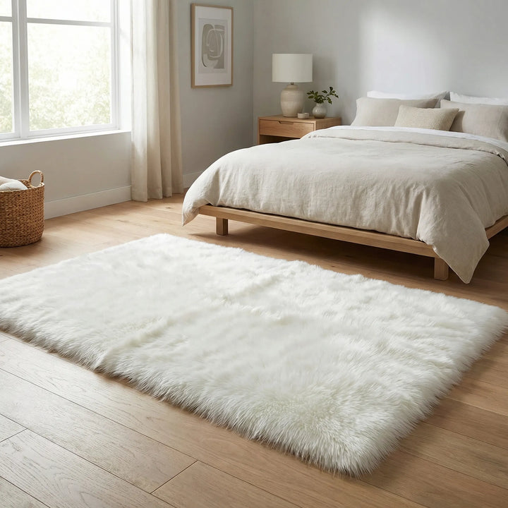 Plush shag bench runner rug for ultra soft comfort. Ideal for cozy home decor and adding warmth.