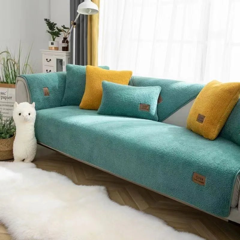 Durable plush sofa cover for ultimate furniture protection. Washable, pet-friendly & cozy comfort for any living room.