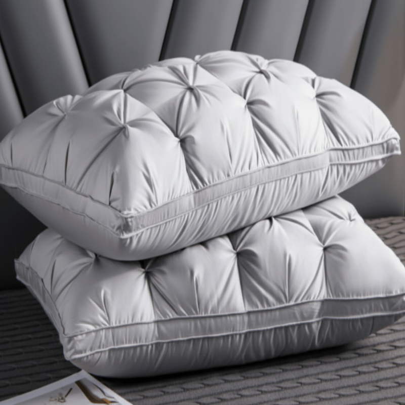 Premium bedroom pillow with balanced support, feather blend for plush comfort and a restful night.