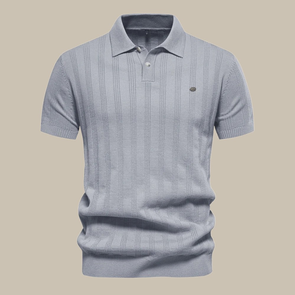 "Polo uomo elegante lana merino beige, traspirante, versatile, stile casual e formale, disponibile in diverse taglie."