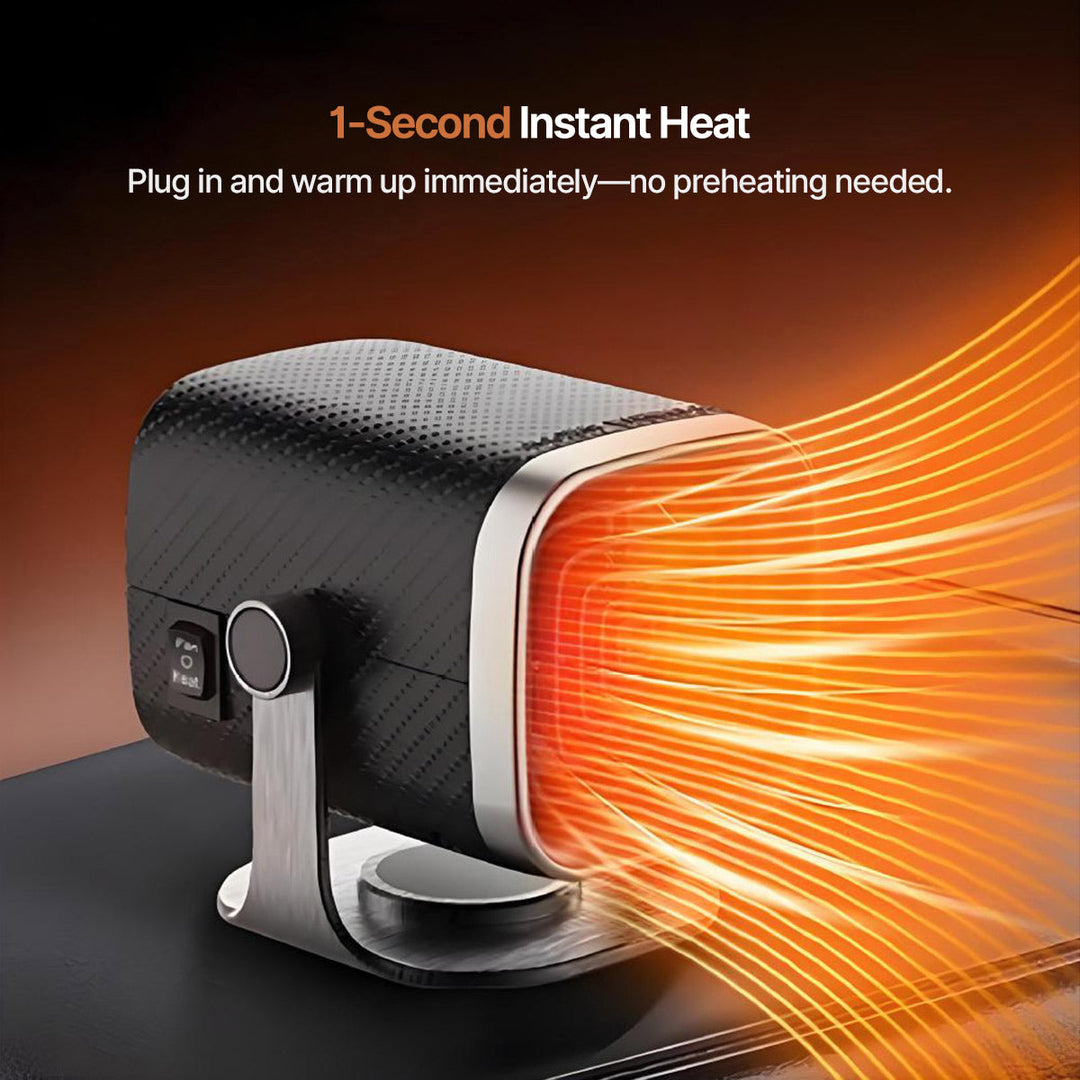 Compact 24V vehicle heater, quickly warms car interior, ideal for winter travel