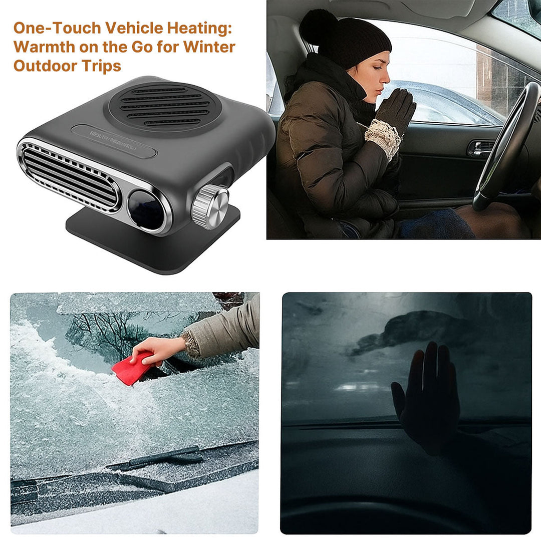 Side view of a compact 12V 24V automotive heater, ideal for cold season driving