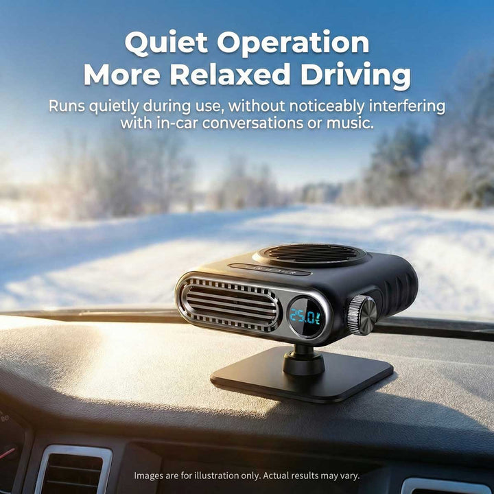 Adjustable portable car heater (12V/24V) with fan function for cold vehicle interiors