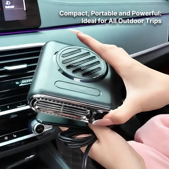 Portable vehicle cabin heater for winter driving comfort and instant defrost