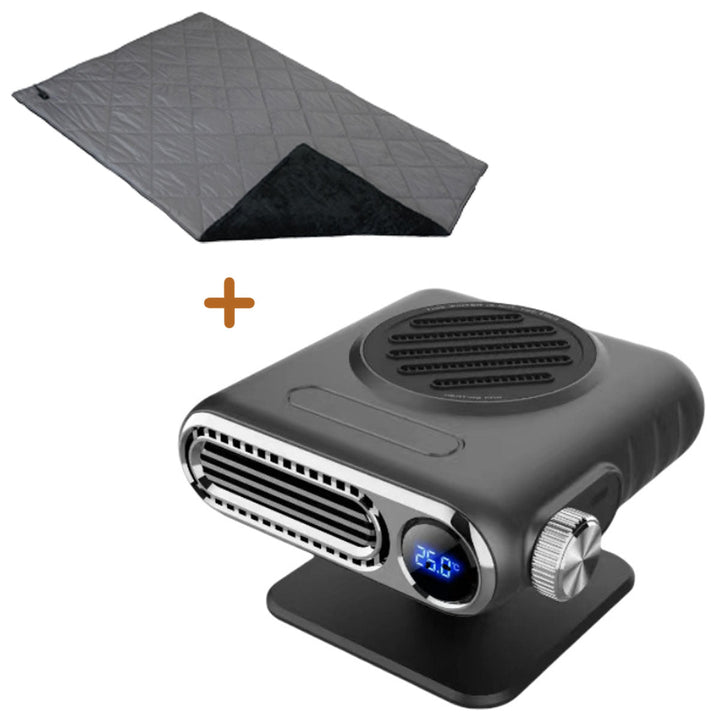Dash-mounted car heater, 24V, effectively blowing warm air onto icy windshields
