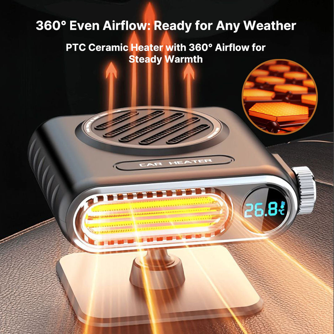 Compact 24V car heater, quickly warms vehicle interior, essential cold weather gear