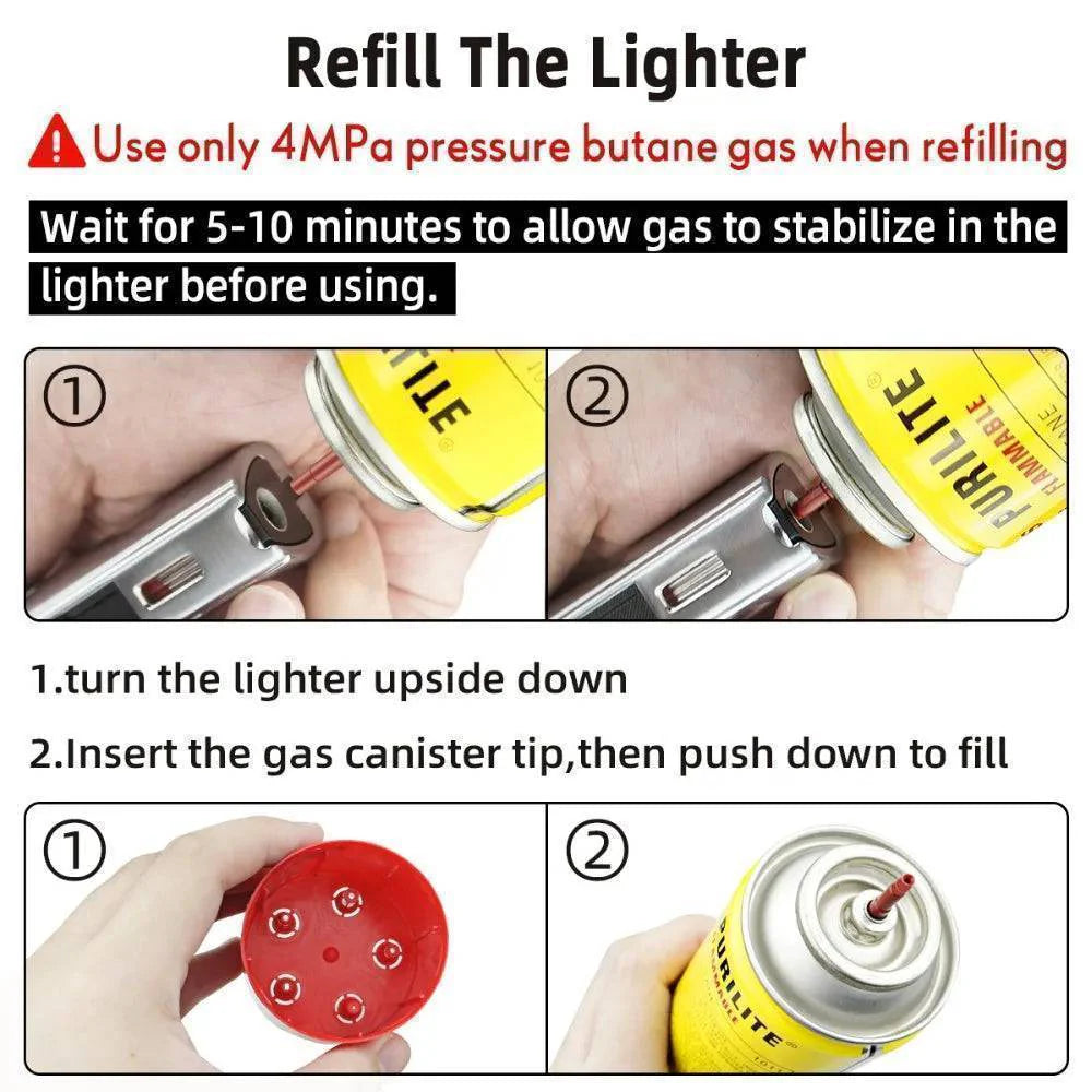 Durable windproof 4-jet torch lighter, cigar accessory for outdoor enthusiasts & BBQ
