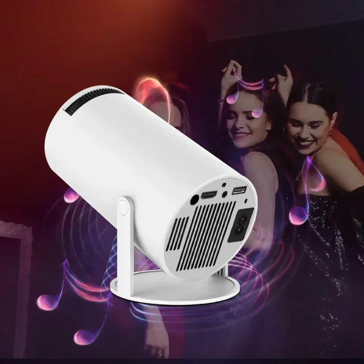Portable 4K home theater projector, ideal for movies, gaming, and entertainment anywhere.