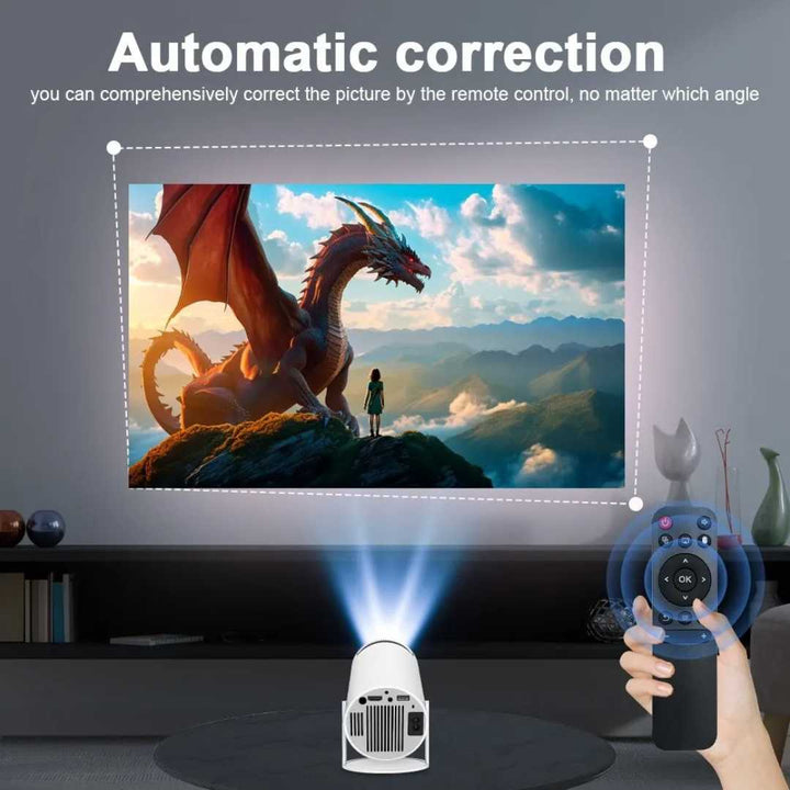 Android 4K portable smart projector, perfect for home theater, outdoor movies, and entertainment.