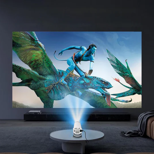 Versatile portable 4K smart projector for premium home theater, outdoor cinema, gaming, and professional presentations.