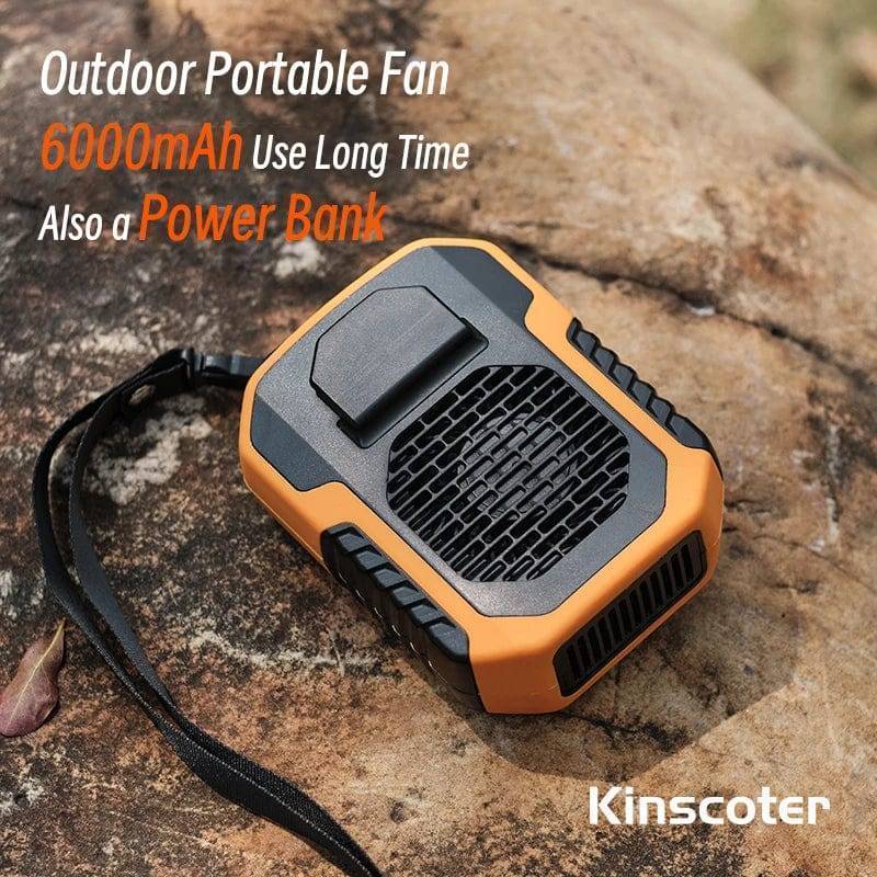 Portable 6000mAh rechargeable neck fan, hands-free personal cooler for outdoor activities