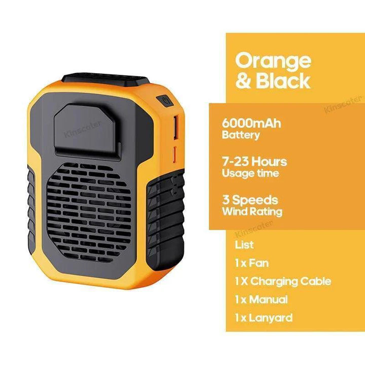 Compact waist fan with 6000mAh battery, ideal mini fan for camping and travel