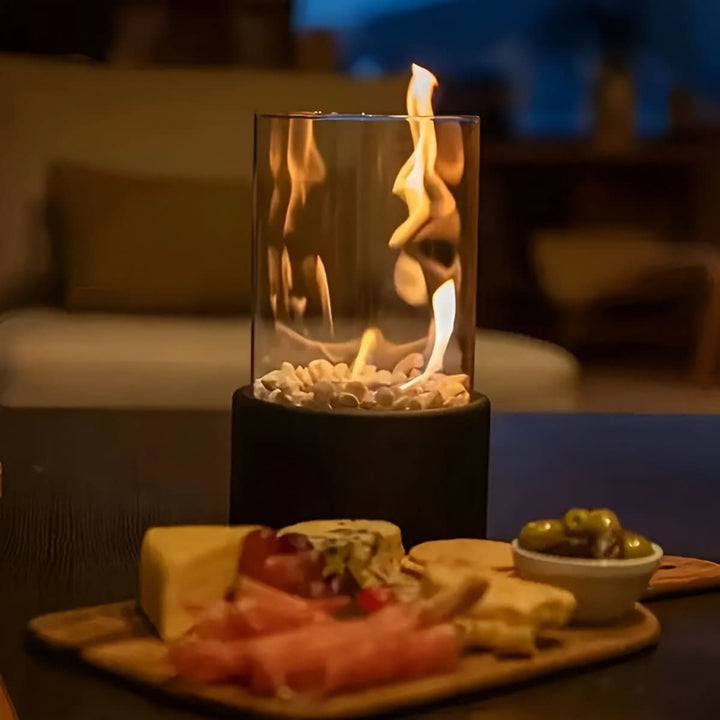 Clean burning bioethanol tabletop fireplace, perfect for creating cozy indoor or outdoor ambiance.