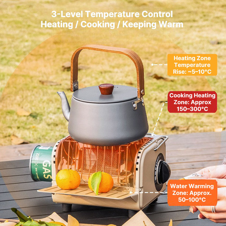 Survival gear: compact butane heater, providing reliable warmth for camping and travel