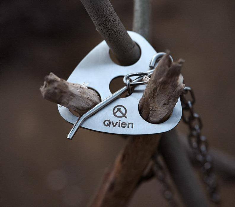 Portable camping multi-tool with hanging ring hook, ideal outdoor gear for hiking accessories