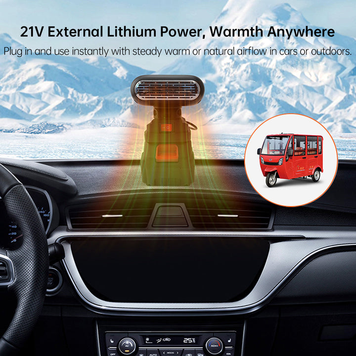 Compact car defroster with 3s instant heat, essential winter auto accessory for travel
